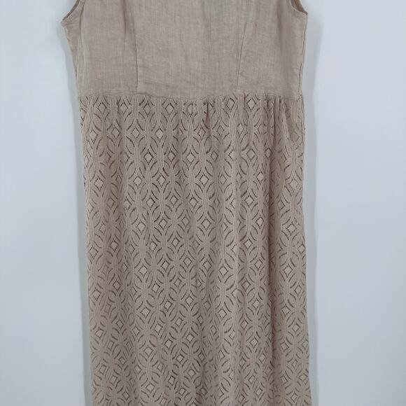 Valentina Naldi Duster Womens One Size Tan Linen Cover Up Sleeveless Tie Front - Picture 9 of 11
